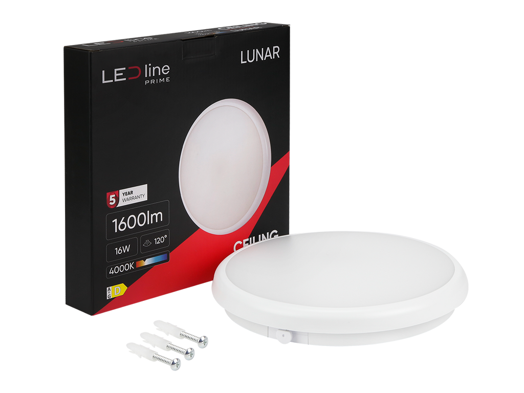 plafondlamp LUNAR 4000K 16W 1600lm rond IP65 wit PRIME