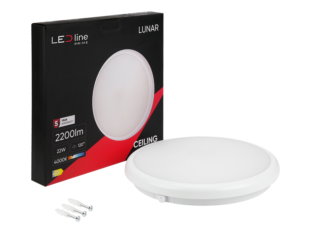 plafondlamp LUNAR 4000K 22W 2200lm rond IP65 wit PRIME