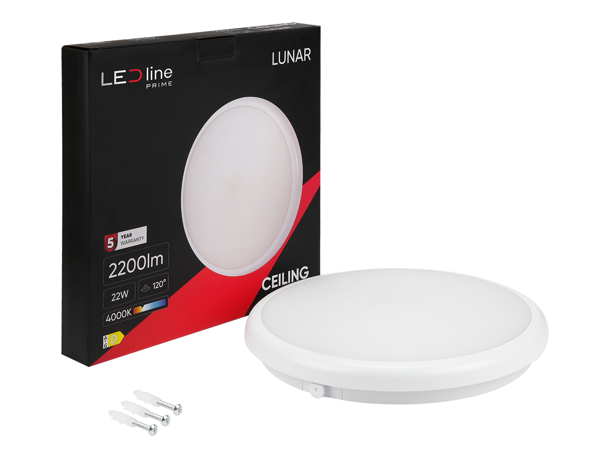 plafondlamp LUNAR 4000K 22W 2200lm rond IP65 wit PRIME