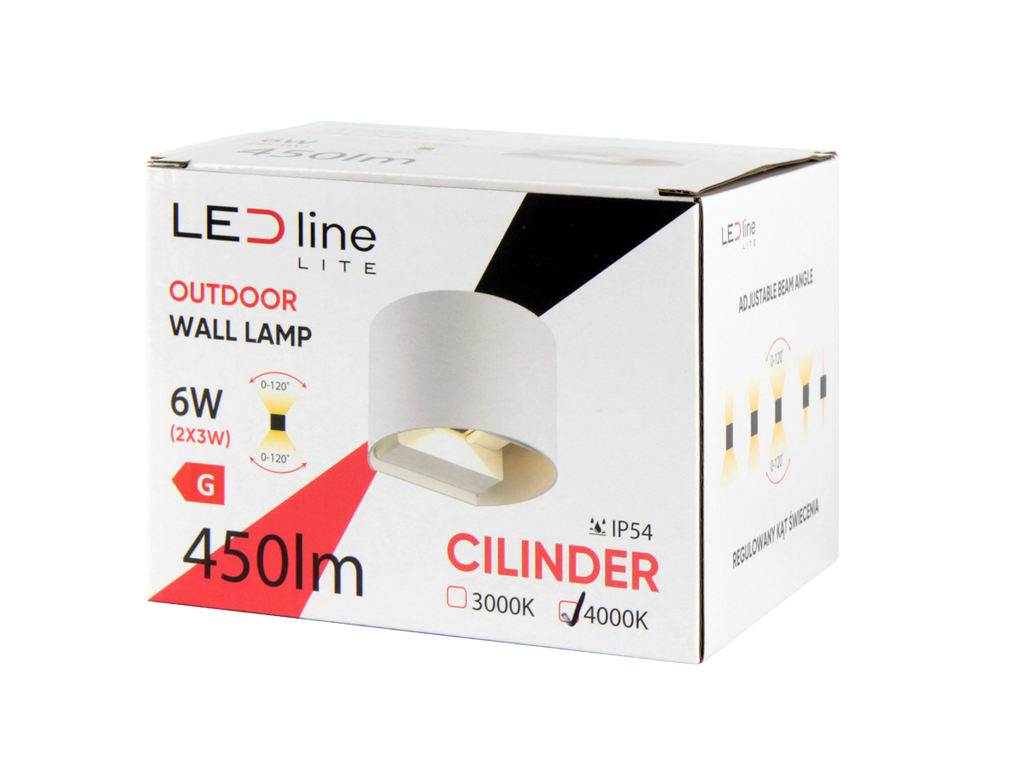 Buitenwandlamp LED 2x3W 4000K IP54 wit CILINDER LITE