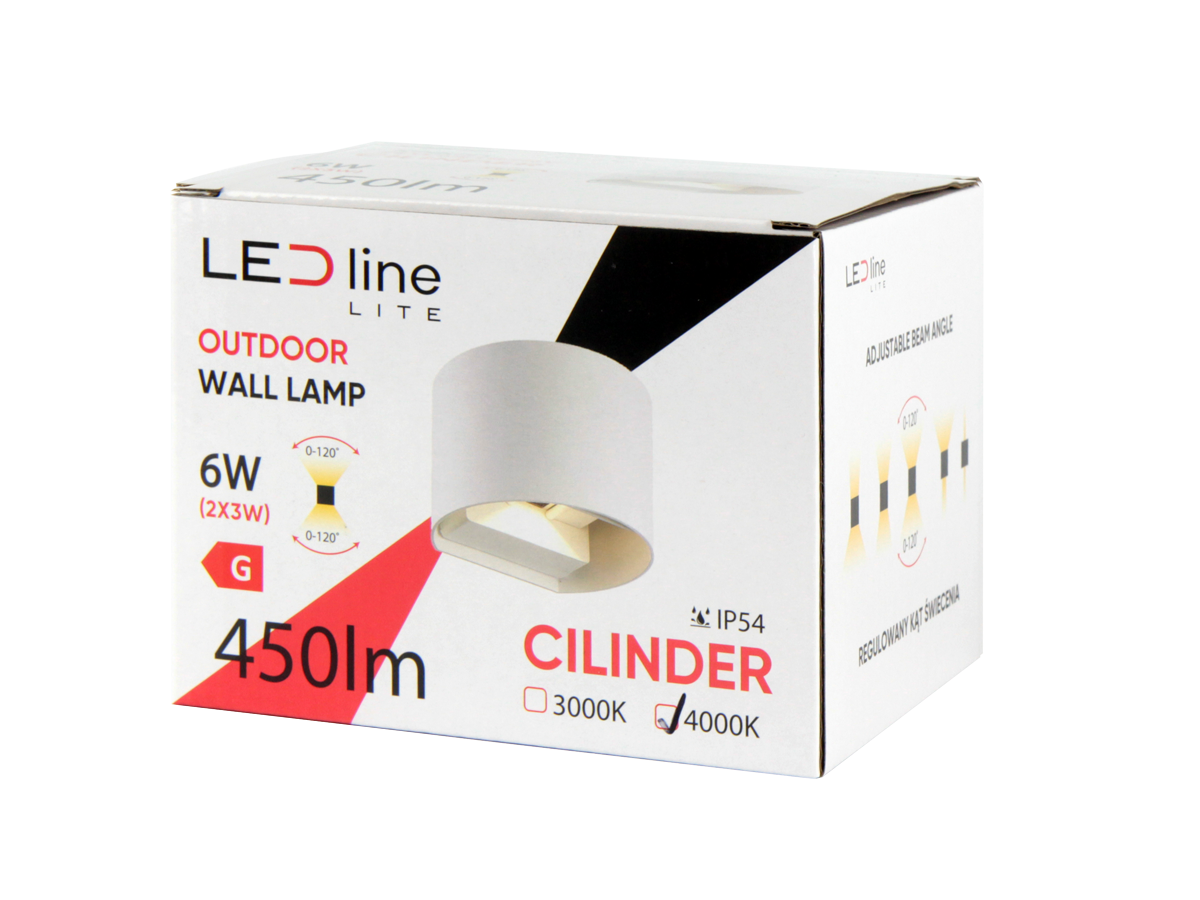 Buitenwandlamp LED 2x3W 4000K IP54 wit CILINDER LITE