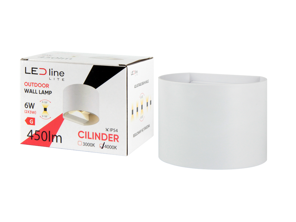 Buitenwandlamp LED 2x3W 4000K IP54 wit CILINDER LITE