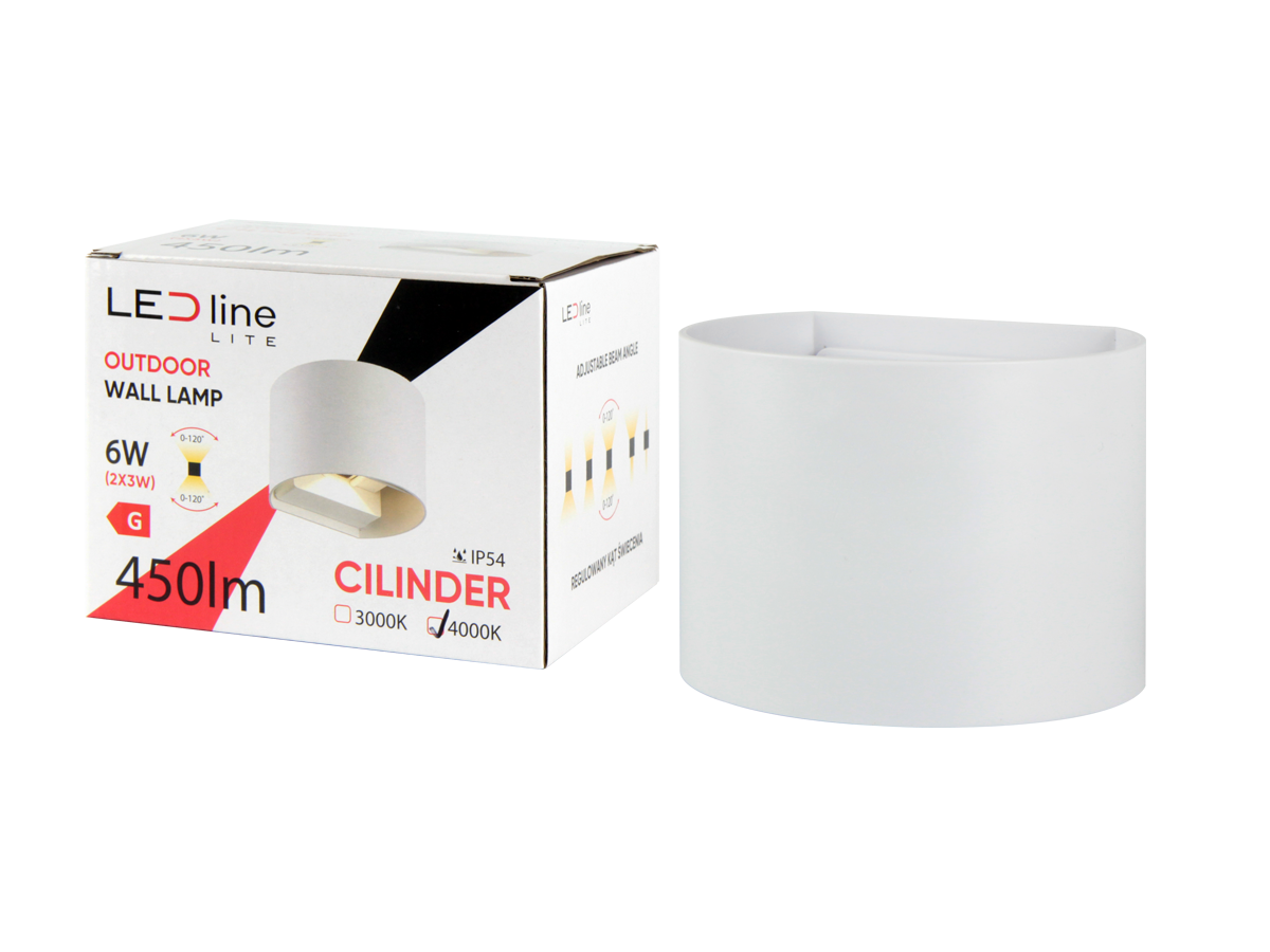 Buitenwandlamp LED 2x3W 4000K IP54 wit CILINDER LITE