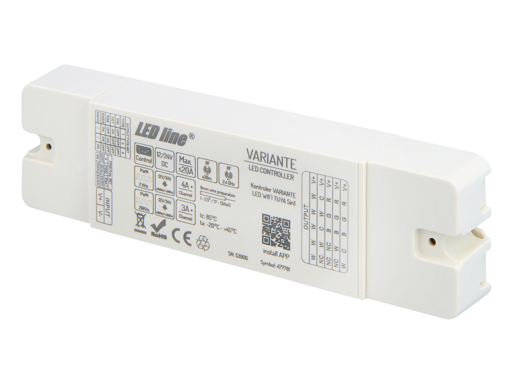 VARIANTE 12V/24V 20A RF WIFI TUYA 5in1 RGBCCT PRIME Controller