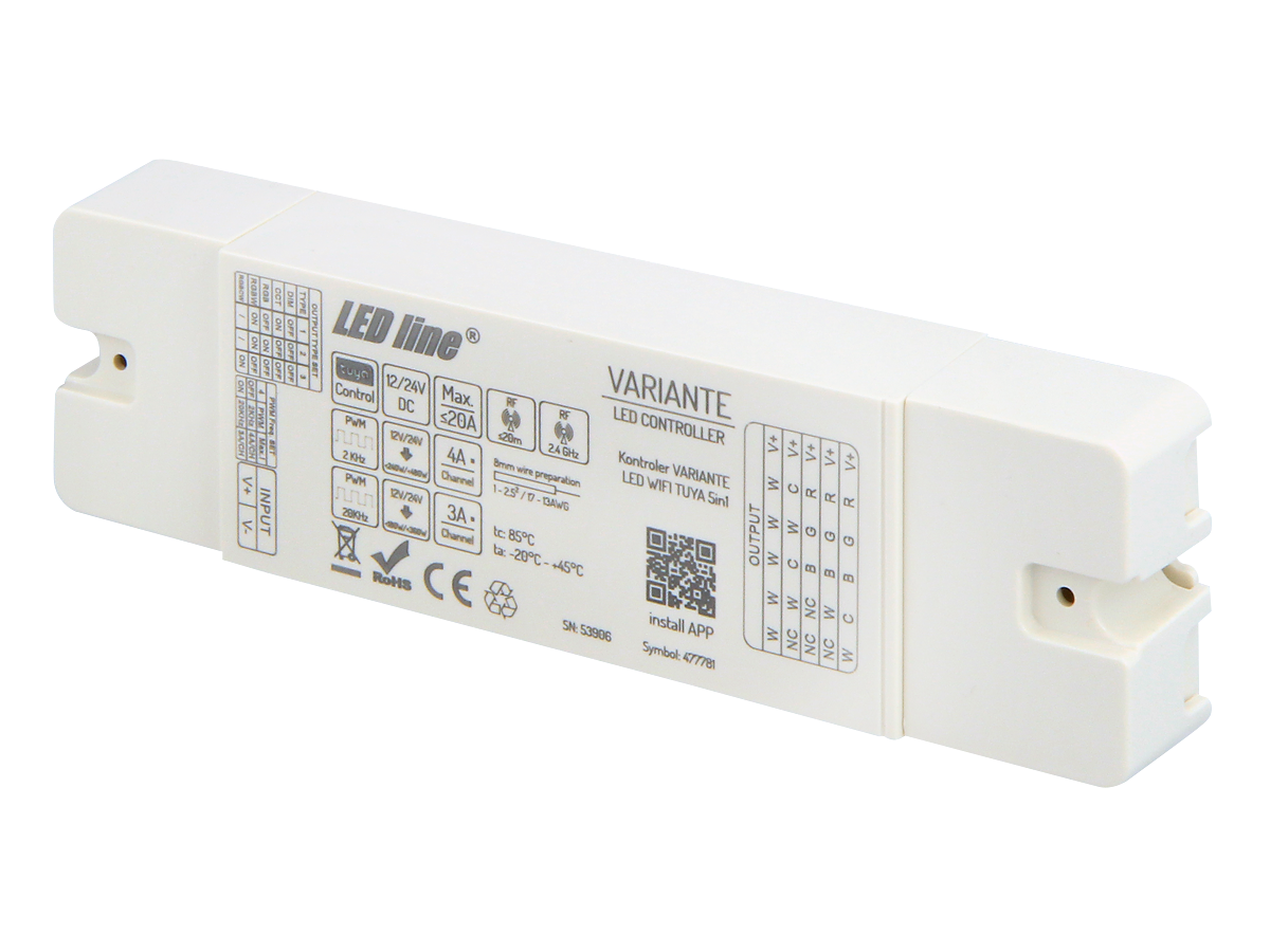 VARIANTE 12V/24V 20A RF WIFI TUYA 5in1 RGBCCT PRIME Controller