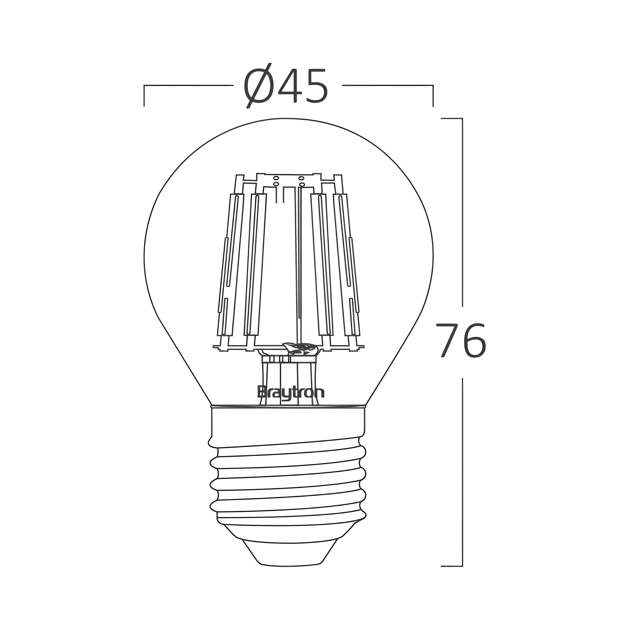 Braytron Advance LED Lamp 6W E27 3000K Transparant G45