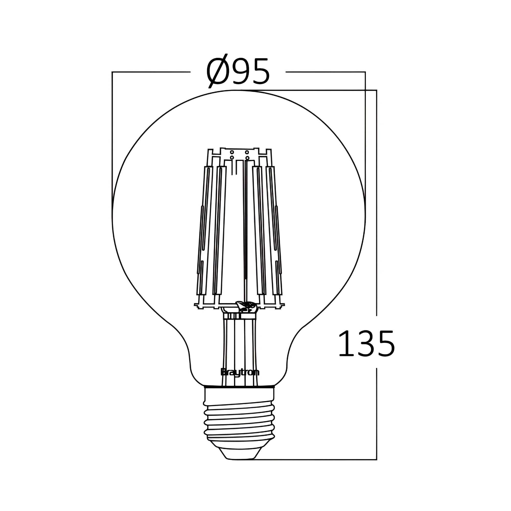 Braytron Advance LED Lamp 8W E27 3000K Transparant G95 DIM