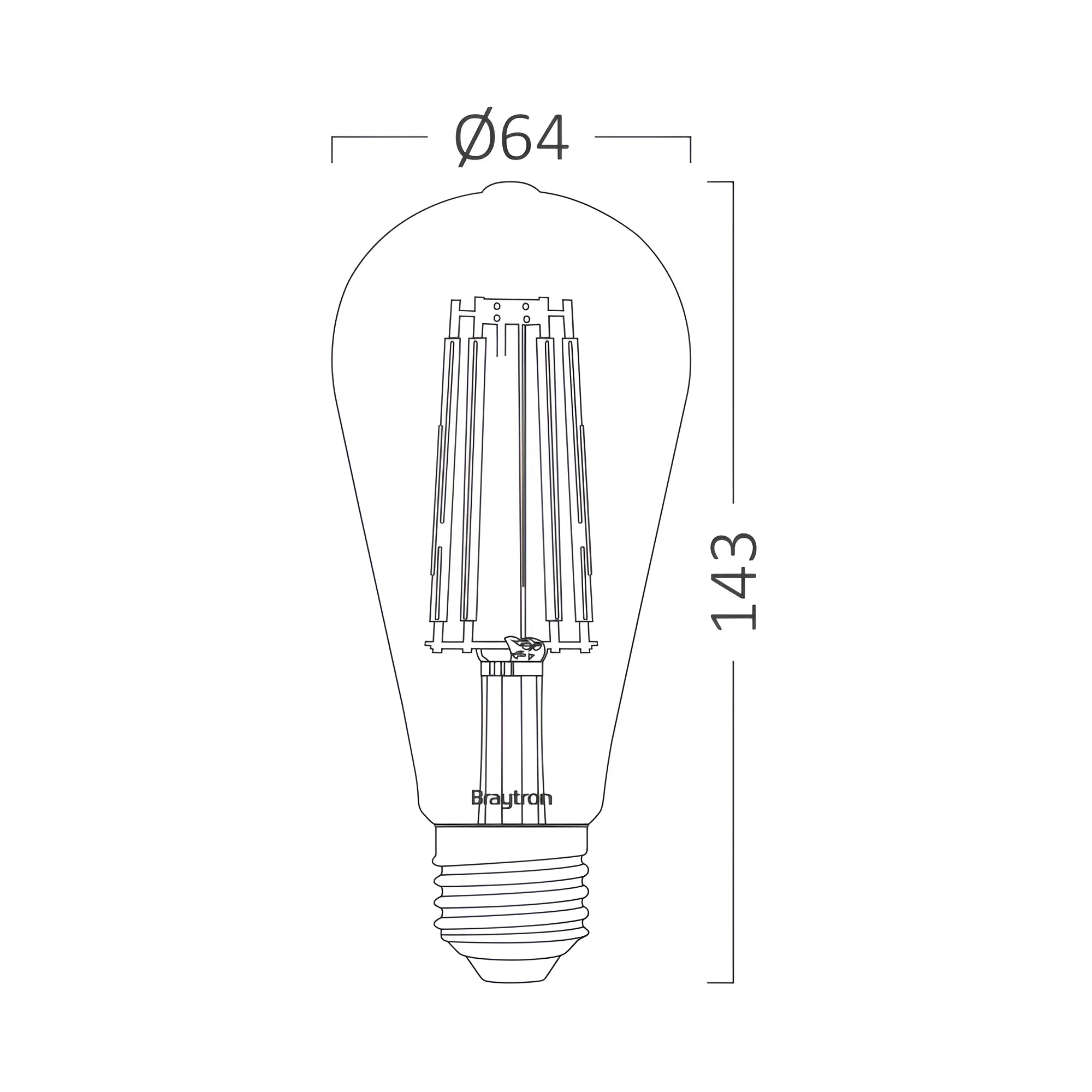 Braytron Advance LED Lamp 7W E27 3000K Transparant ST64