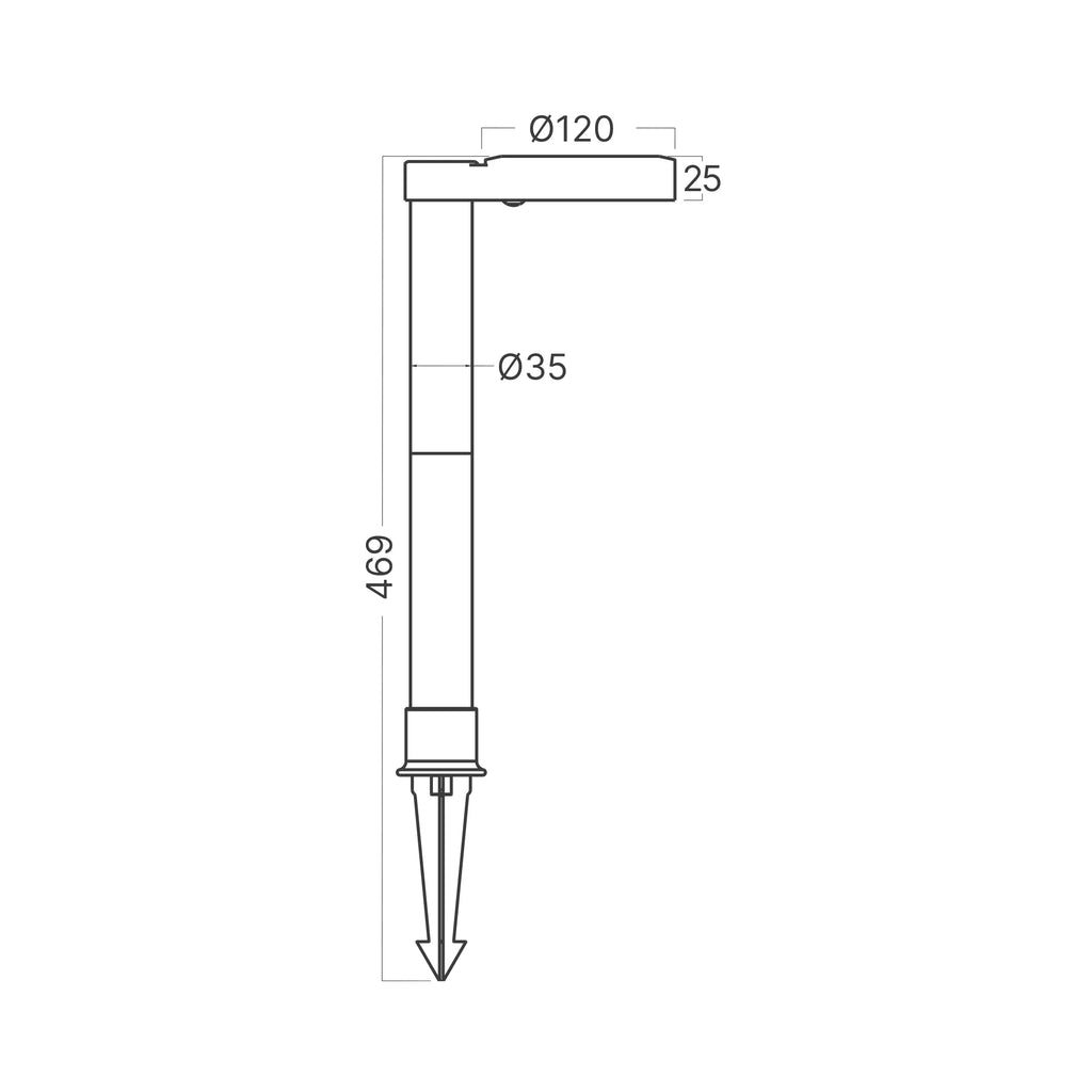 Braytron Spike Grondspot 8W IP65 Zwart 2A RND 2IN1