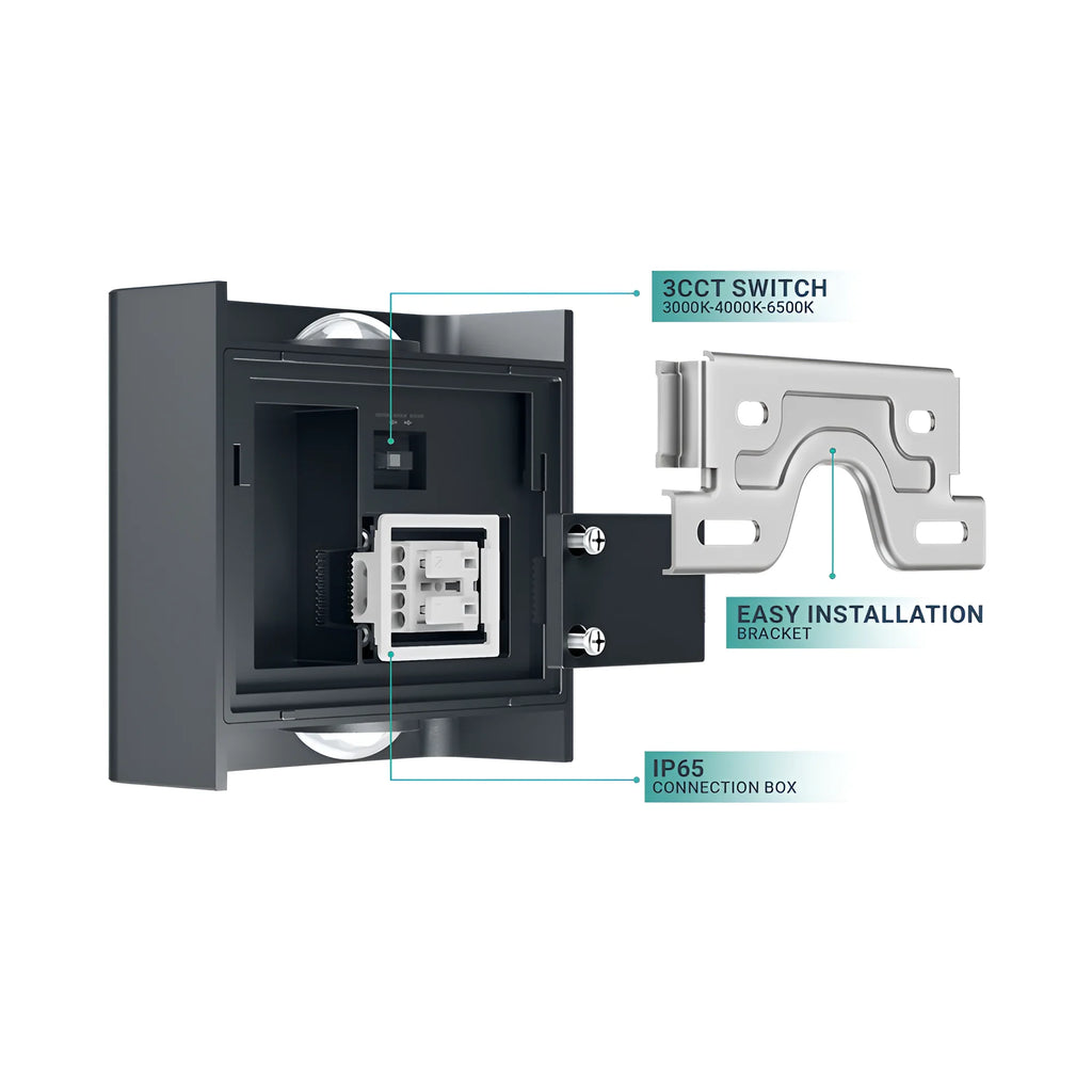 Braytron Vector Wandlamp IP65 Grijs B WL 2x1W 3IN1