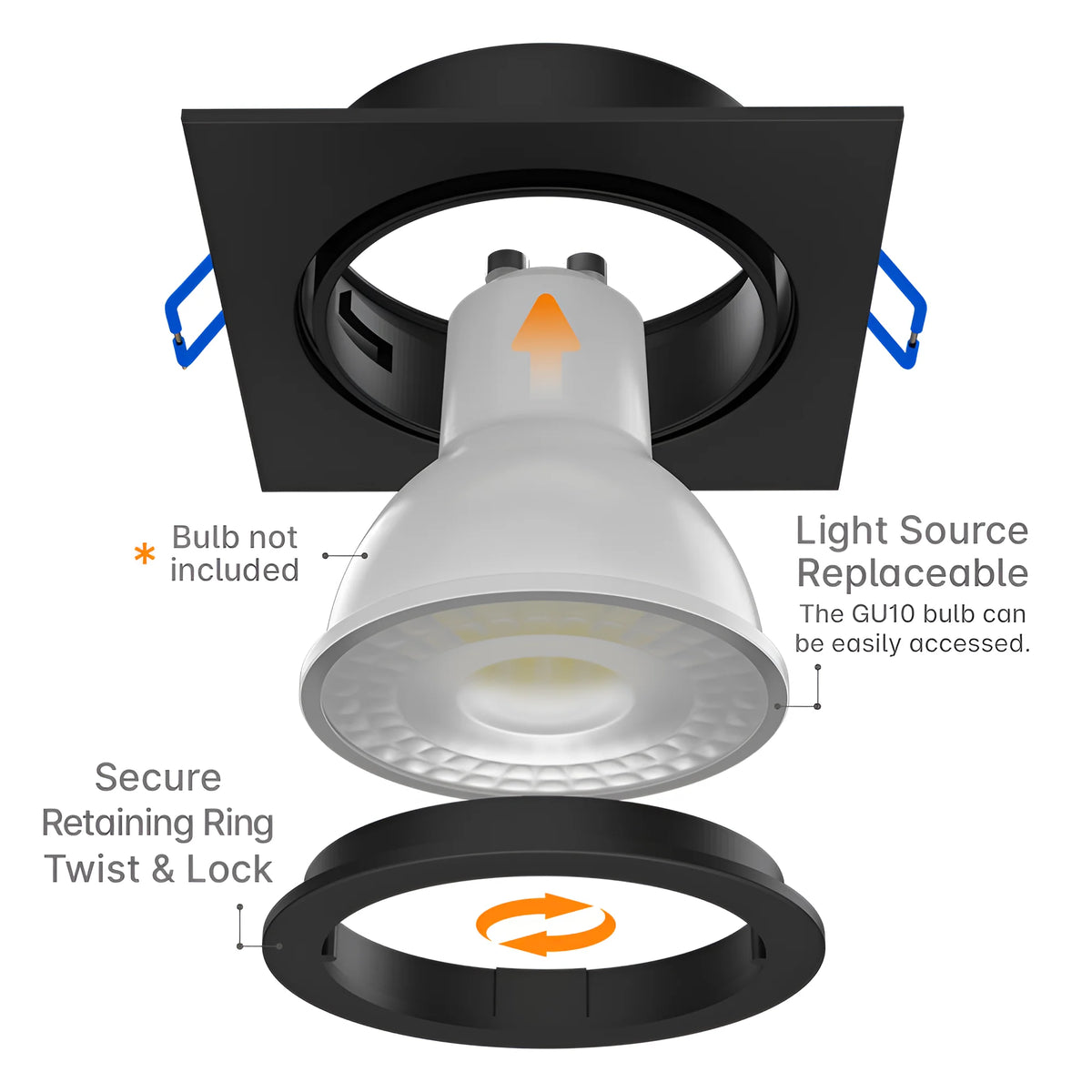 Braytron Mitto LED Spot Zwart AR SQR