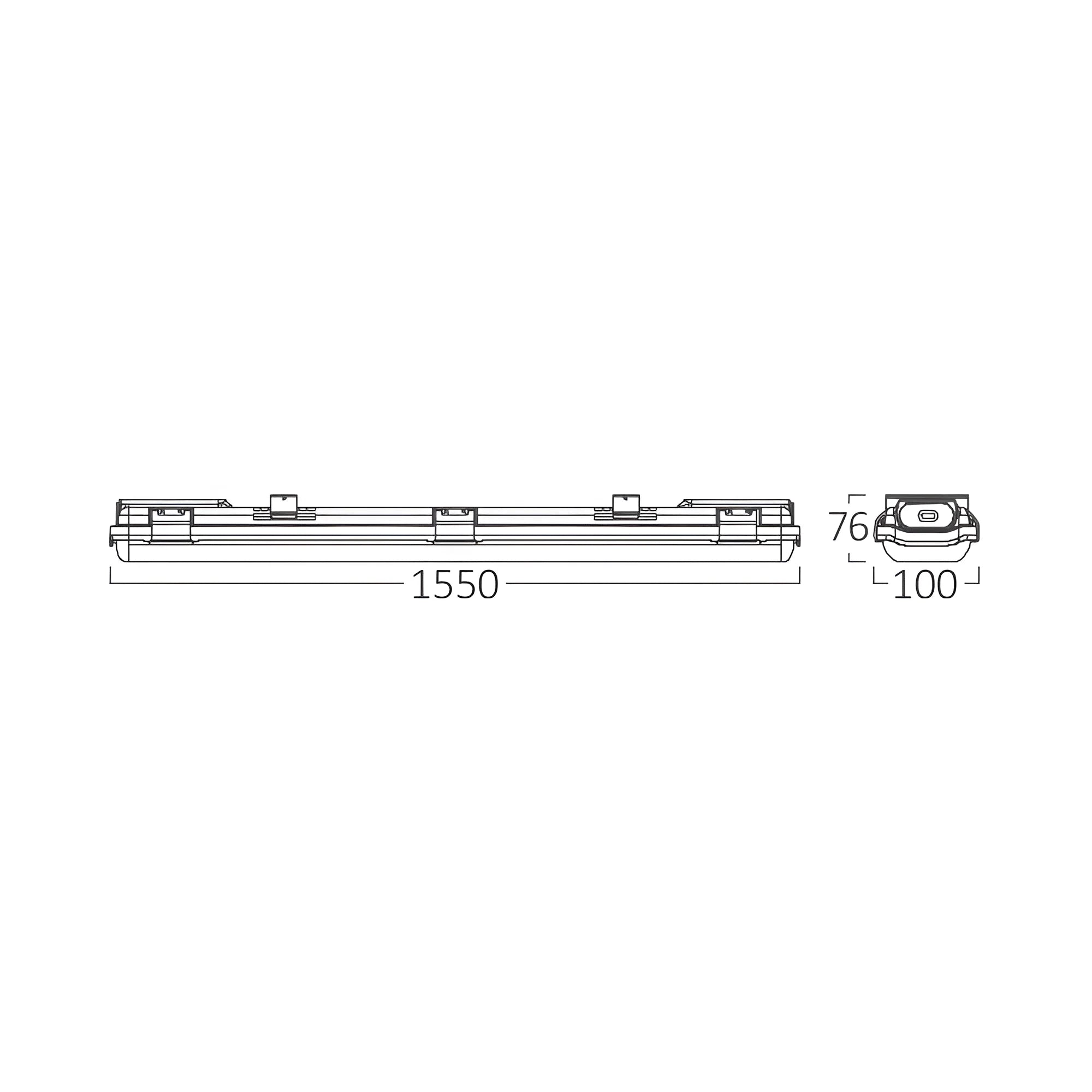 Braytron Aqualine Waterdichte Armatuur IP65 2X 1.5MT SG ABS+PC