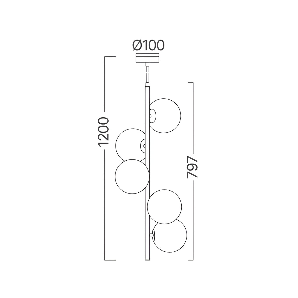 Braytron S014R Hanglamp Transparant 5H 5xG9