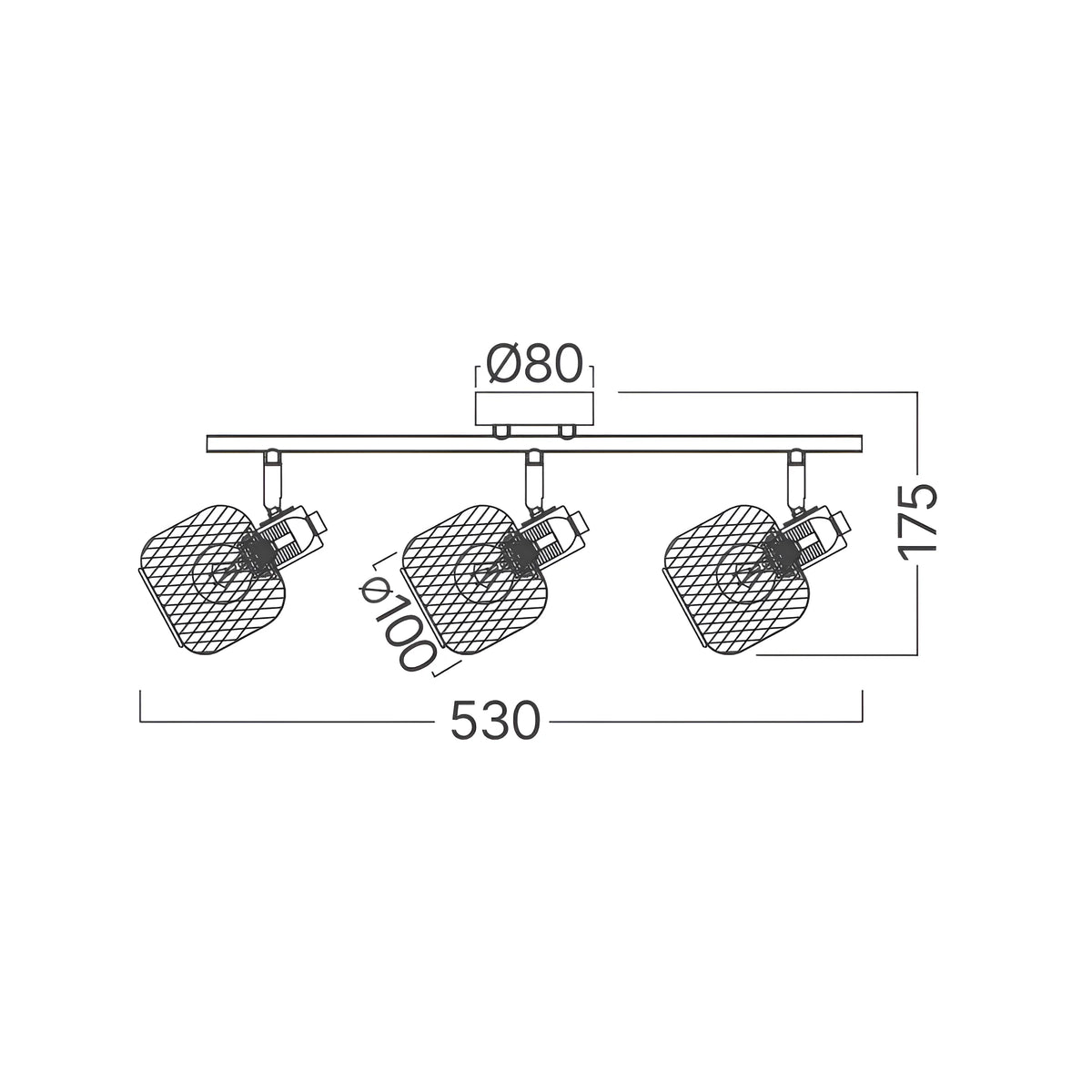 Braytron W001C Plafondlamp 3H 3xE14 WDN