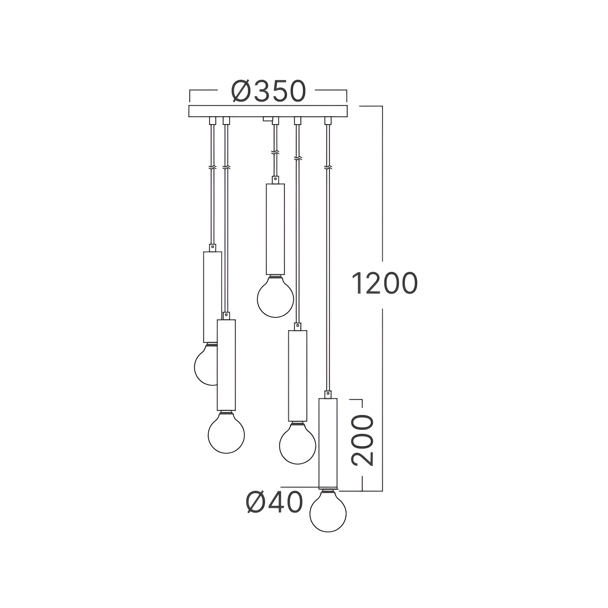 Braytron G005R Hanglamp Zwart 5H 5xE27