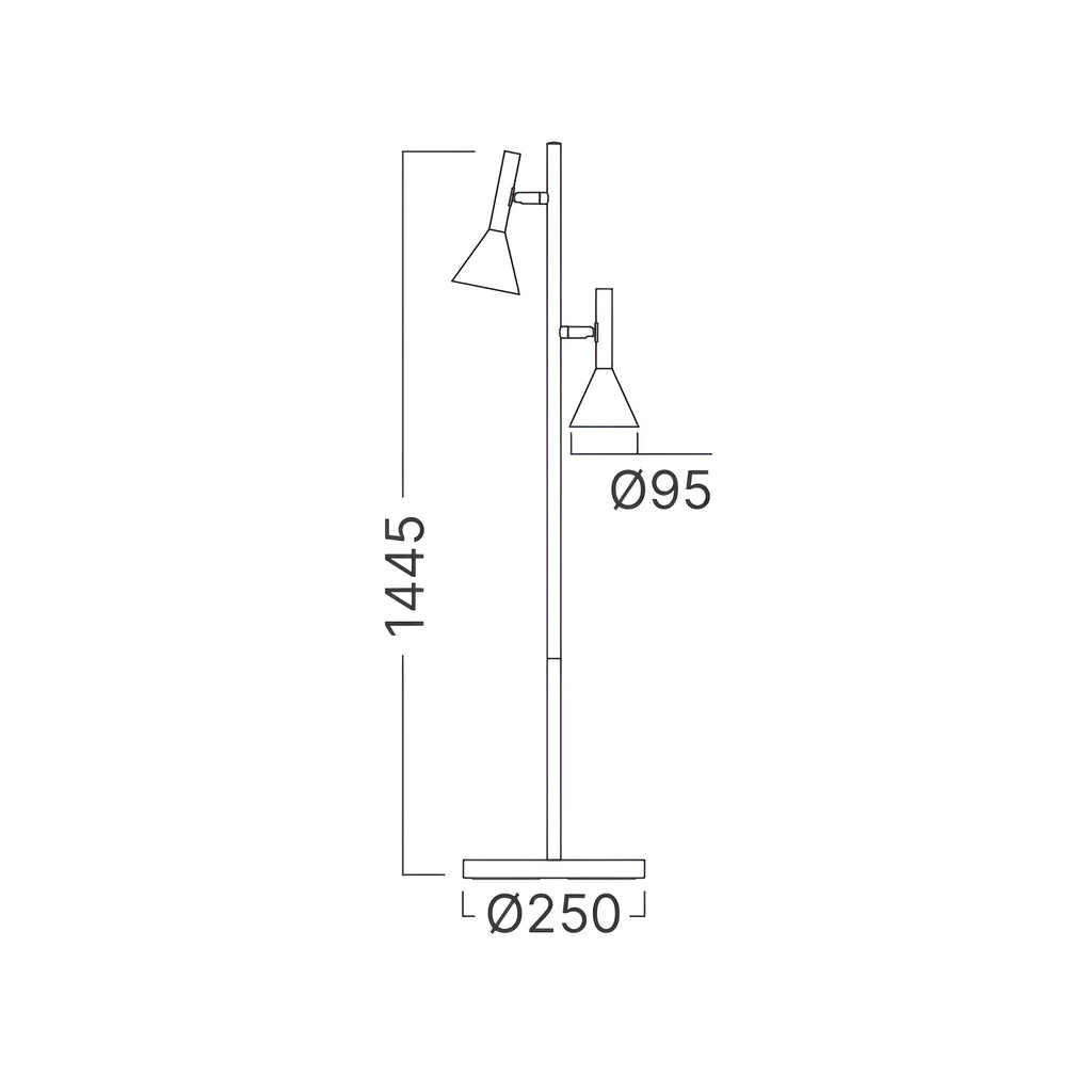 Braytron P011T Vloerlamp Zwart 2H 2xGU10