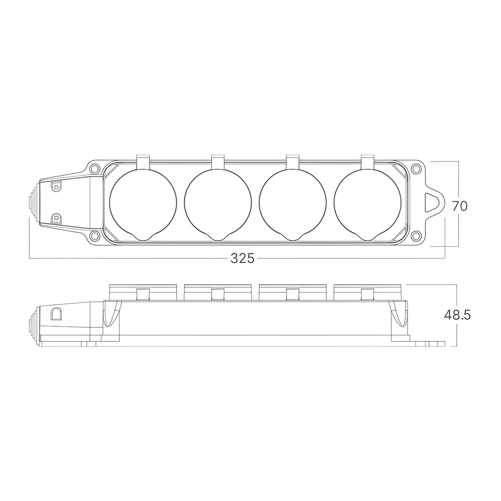 Braytron Ipline Stopcontact/Stekker IP44 4 WAY WO/CABLE TPE