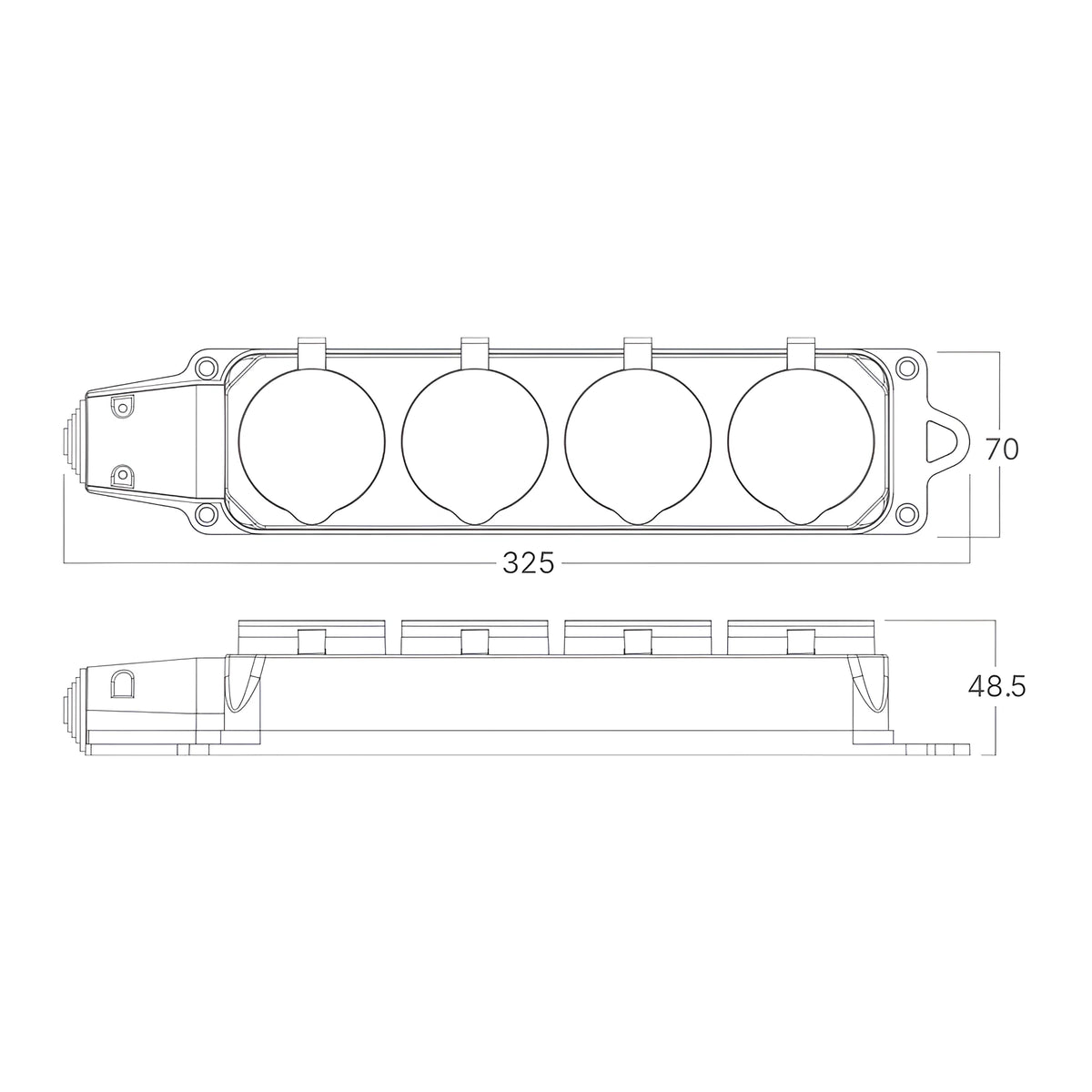 Braytron Ipline Stopcontact/Stekker IP44 4 WAY WO/CABLE TPE