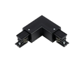L-connector voor LUMICANTO POWERTRACK railbaan links zwart met voeding PRIME