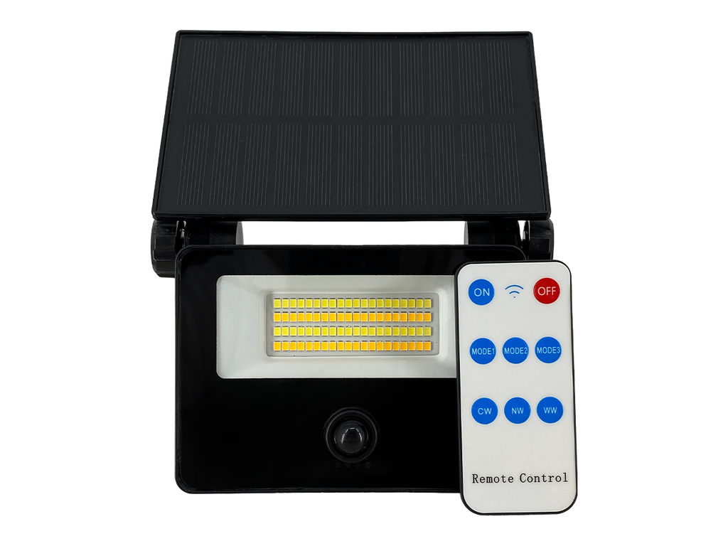 Solar schijnwerper FLOWLITE 3CCT (3/4/6,5K) 10W 1100lm PIR afstandsbediening IP65 zwart LITE