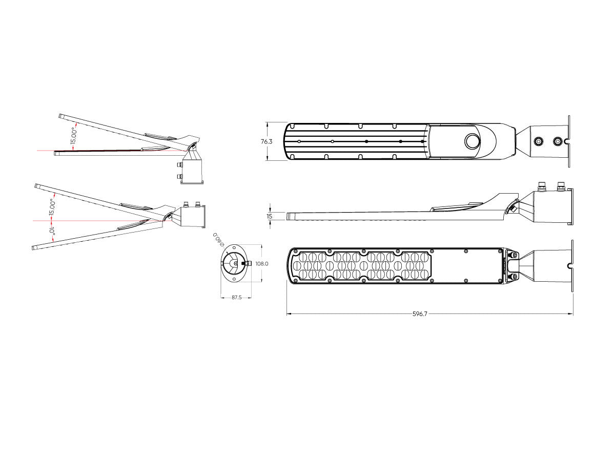 LED line straatarmatuur FLAMINGO 4000K 100W 10000lm IP65 zwart LITE