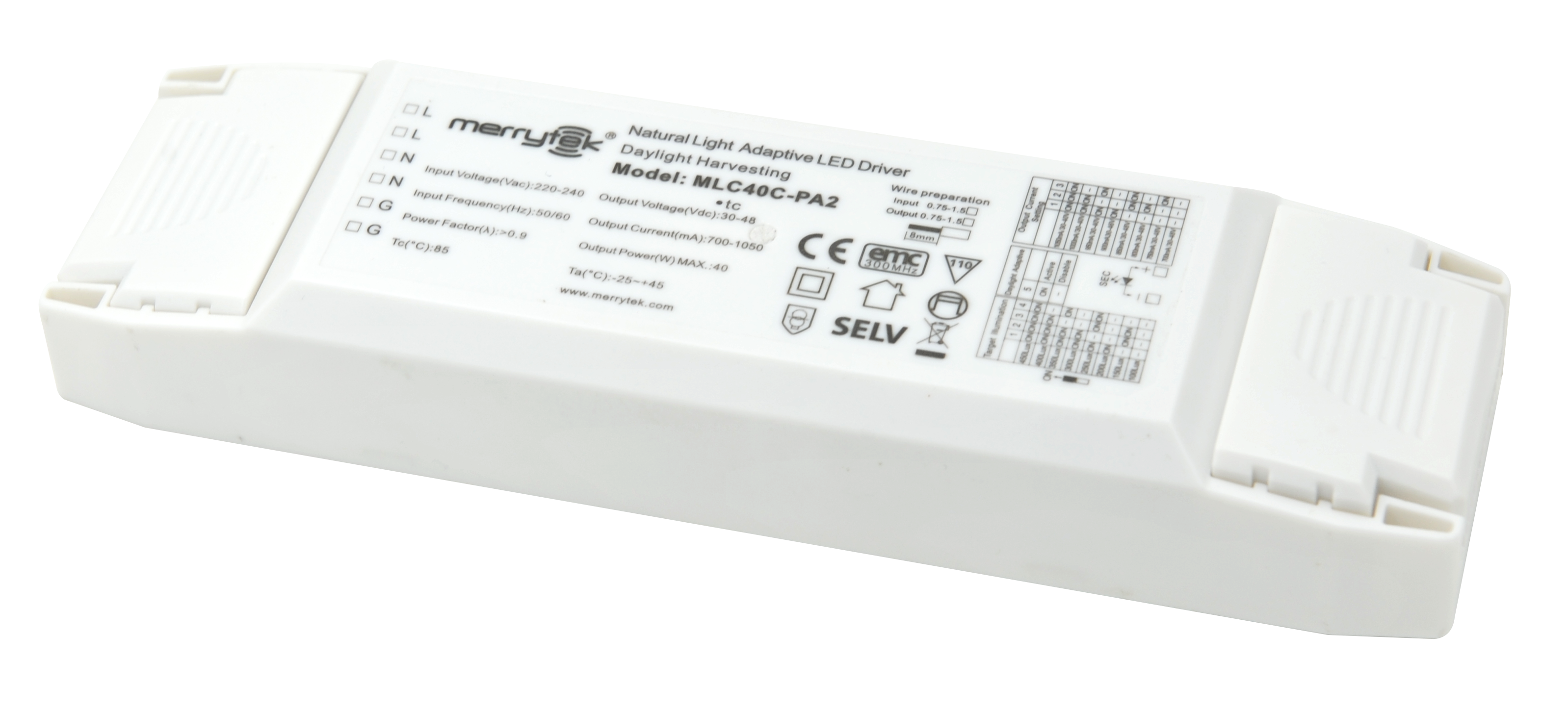MERRYTEK constante stroom PSU 700-1050mAh 30-48V met Daylight Harvesting DIM