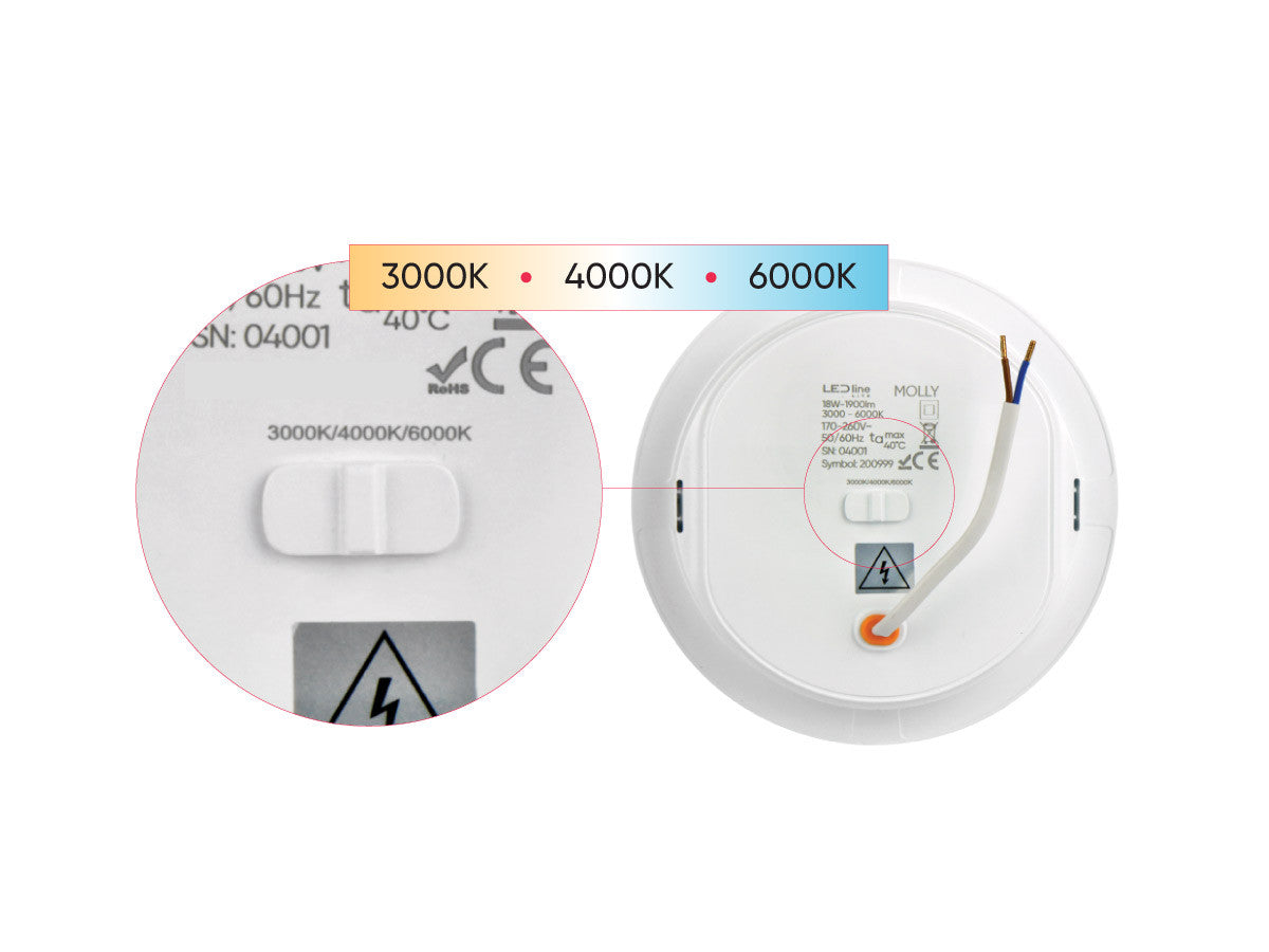 Downlight MOLLY 3CCT(3K/4K/6K) 18W 1900lm rond IP20 Wit LITE