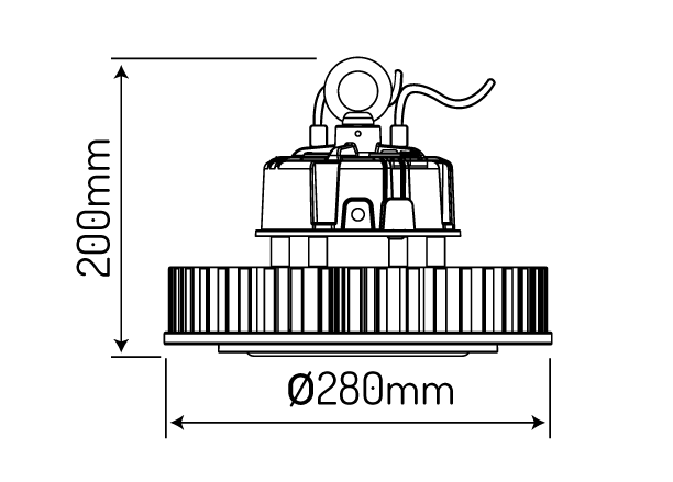 Highbay Armatuur RAIDER 4000K 200W 26000lm 120° IP65 zwart LITE