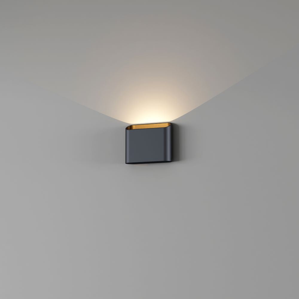 Artdelight Diaz 1L - Wandlamp - 1-lichts - Zwart/mat goud