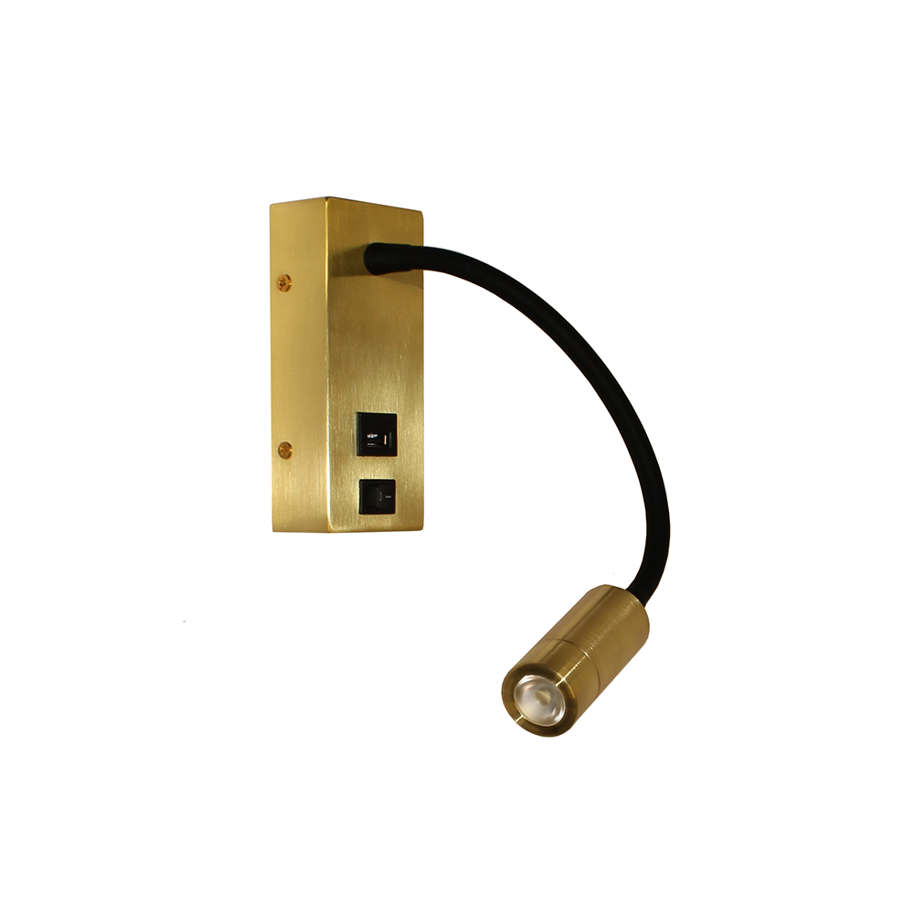 Artdelight Easy - Bedlamp - LED - USB - Mat goud