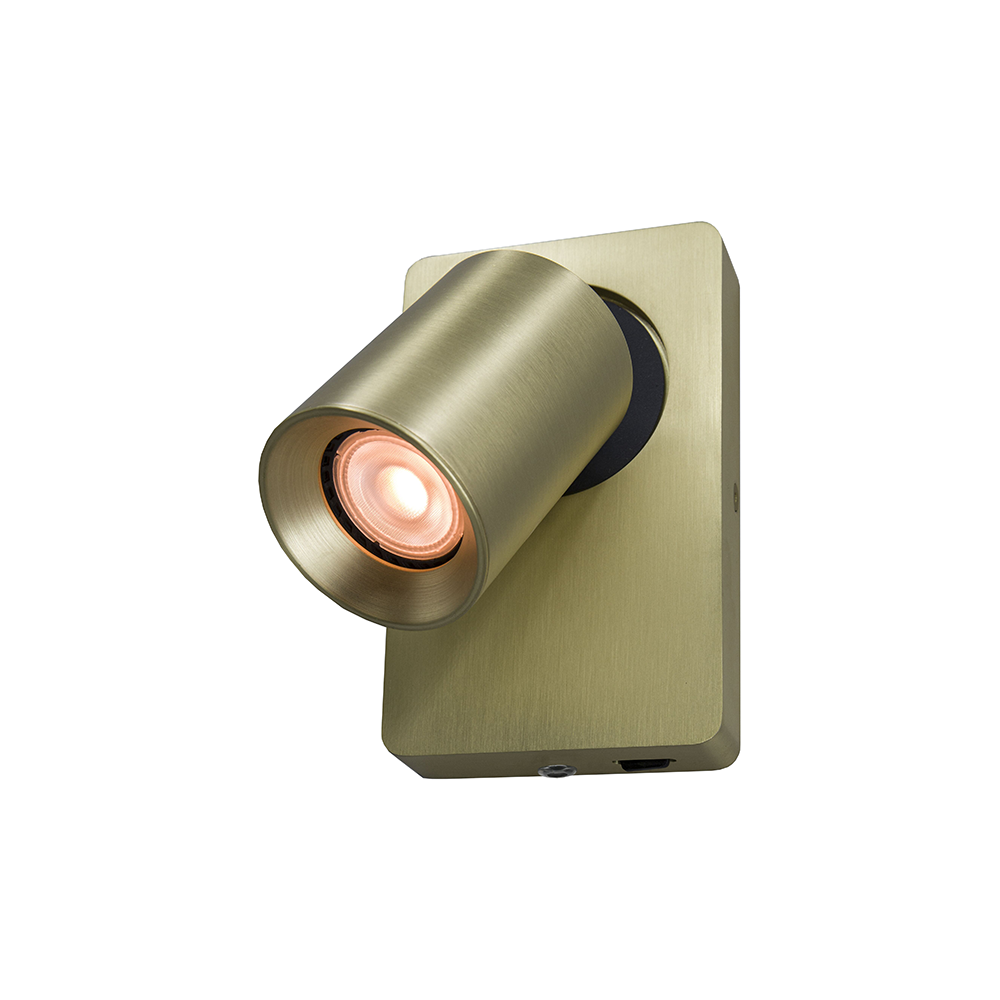 Artdelight Megano - Wandlamp - 1 lichts - Met schakelaar - Mat goud