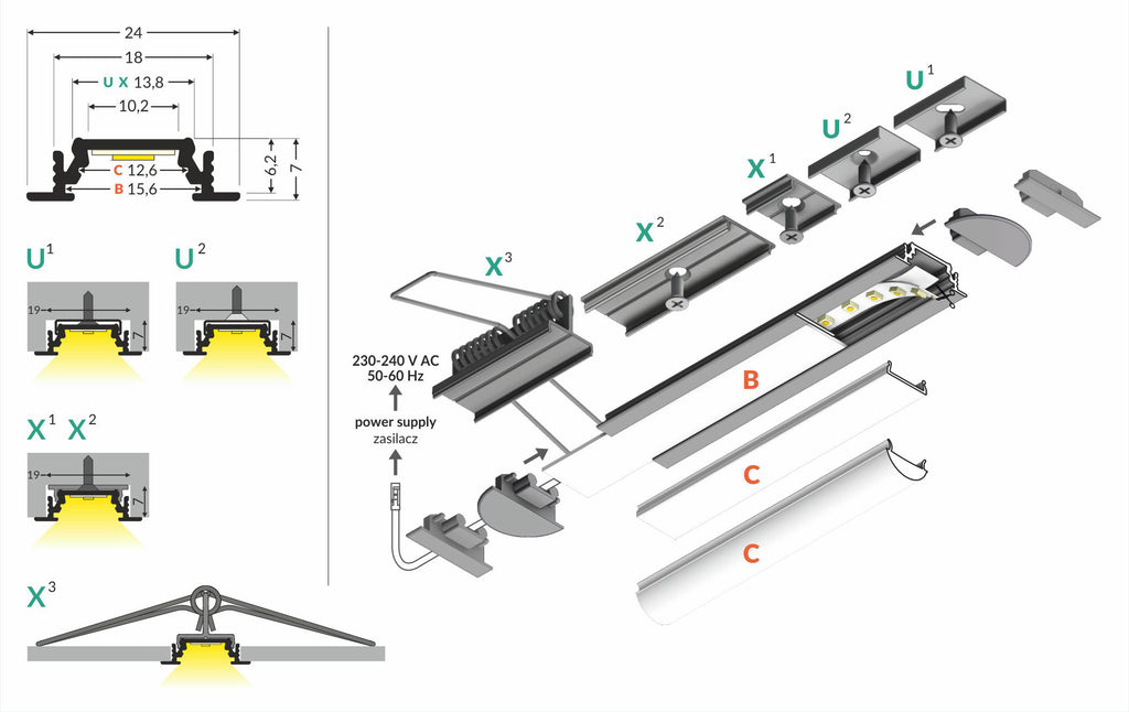 Profiel GROOVE10 BC/UX 1000 alu. sur.