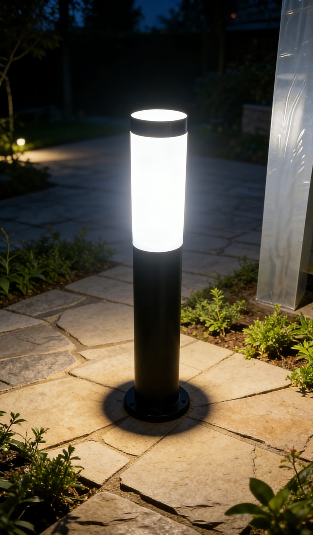 Tuinpaal CUBE rond zwart E27 80cm LITE